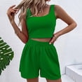 thumbnail image 1 of Riforla Two Piece Outfits Women Summer Shorts Sets 2 Piece Sleeveless Matching Crop Top and High Waisted Shorts for Women Elegant Women's Sets GN1 M, 1 of 8