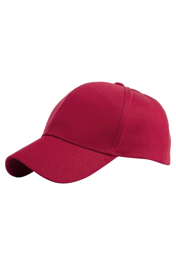 Unisex Baseball with Ponytail Opening Ponytail Adjustable Breathable Solid Caps Sun Visor Hat Women Red