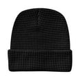 thumbnail image 1 of Riforla Unisex Hat Solid Color Jacquard Knit Bomber Hats Black, 1 of 3