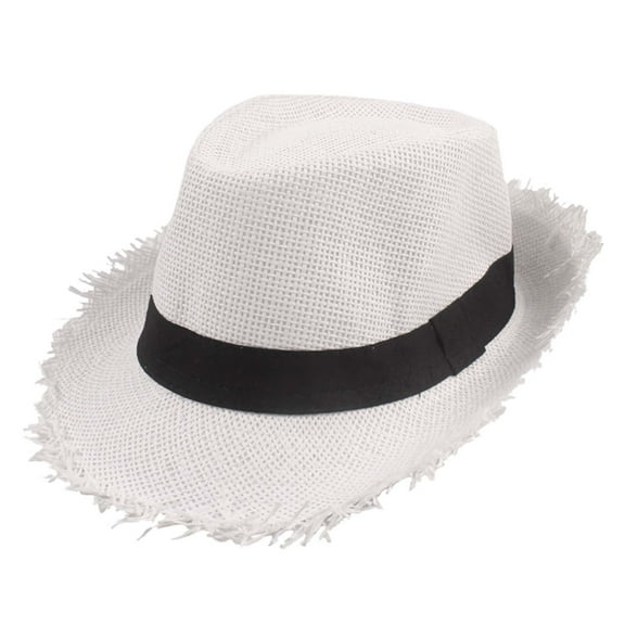 Riforla Unisex Vintage Straw Sun Hat Summer Beach Hat for and Outdoor Activities Mens Womens Hats White