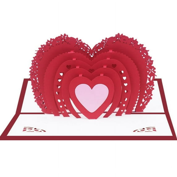 Riforla Valentine's Day Pop-up Card Love 3D Paper Carving Heart-shaped Pop-up Card B