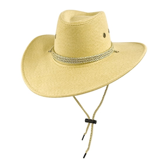 Riforla "Vintage Suede Cowboy Hat British Style Western Rancher Hat for Unisex" Cowboy Hats Light Yellow_002