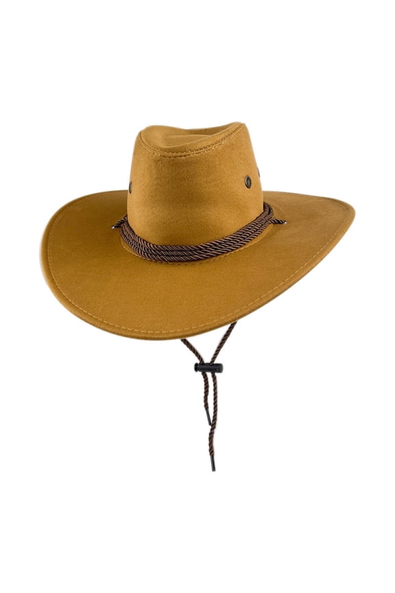 Riforla "Vintage Suede Cowboy Hat British Style Western Rancher Hat for Unisex" Cowboy Hats Yellow_002