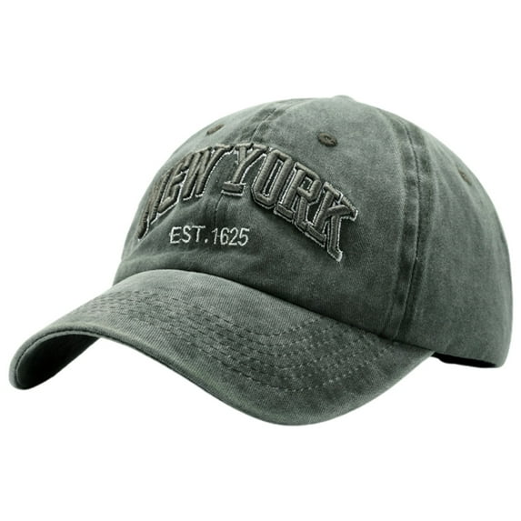 Riforla Vintage Washed Denim Baseball Cap with Embroidered Letters Unisex New York Style Dad Hat Mens Womens Hats Dark Green