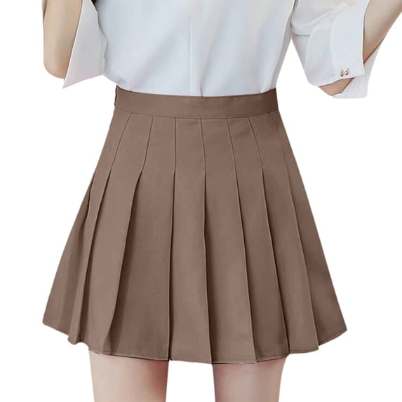 Ediodpoh Skirts for Women High Waist Pleated A Line Mini Skirt Casual Slim Tennis Skirt Mini Skirts Khaki L