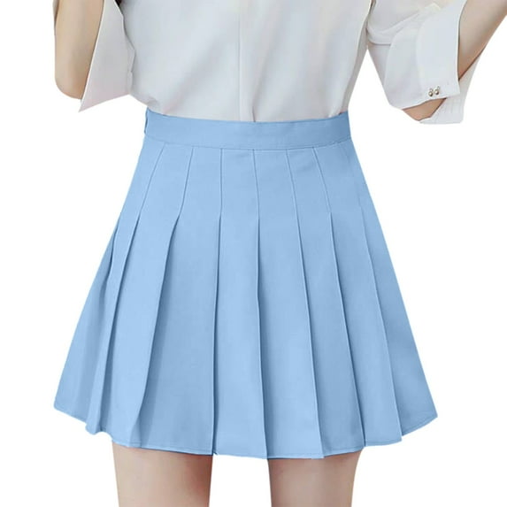 Ediodpoh Skirts for Women High Waist Pleated A Line Mini Skirt Casual Slim Tennis Skirt Mini Skirts Sky Blue XXXL