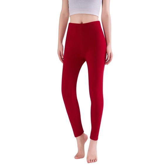 Riforla Warm Leggings for Women High Waist Lamb Lined Thickened Slim Fit Stretchy Thermal Winter Base Layer Pants Fashion Womens Tights Red XL
