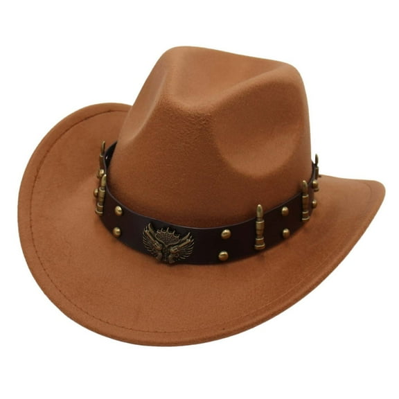 Riforla Western Cowboy Style Hat Jazz Bowler Hat with Decoration Ethnic Style Hat Cowboy Hats Khaki_003