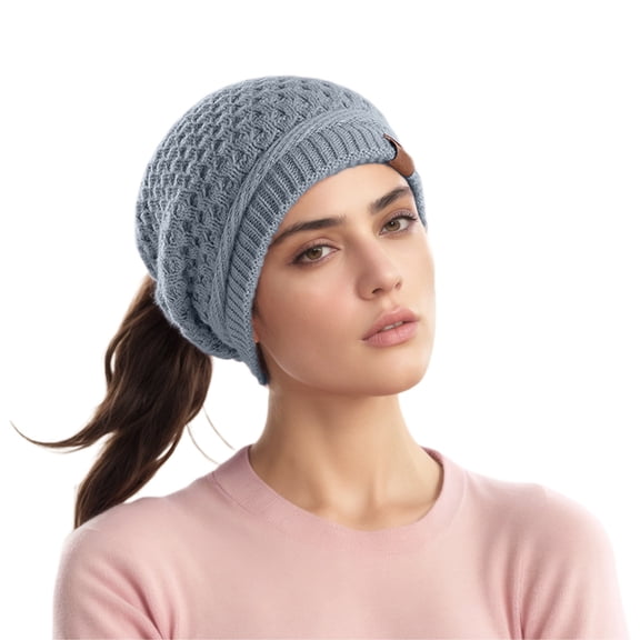 Riforla Winter Warm Daily Fashionable Elastic Casual Slouchy Hat Suitable for Man and Woman Bomber Hats Grey