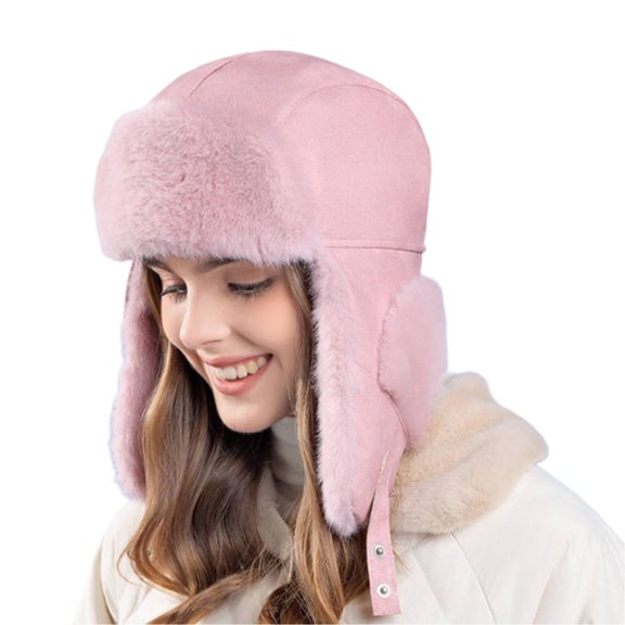 Riforla Winter Warm Daily Fashionable Elastic Casual Slouchy Hat Suitable for Man and Woman Bomber Hats Pink