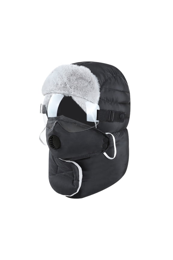 Winter Warm Lined Ear Hat for Men and Women Thick Windproof Outdoor Riding Cap Bomber Hats Black