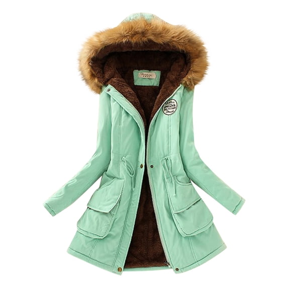 Riforla Winter Womens Warm Coat Hooded Jacket Slim Winter Outwear Coats Women's Jackets Coats Green_003 XXL