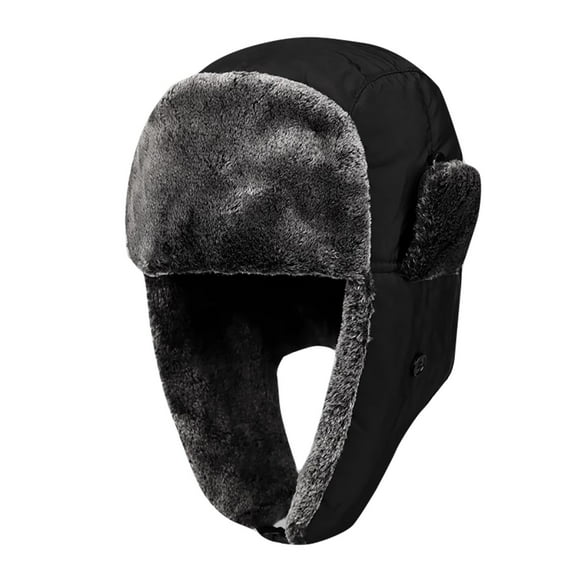Riforla Winter Wool Ear Hat Women Warm Trapper Ushanka Cap Outdoor Ski Bomber Hats Black