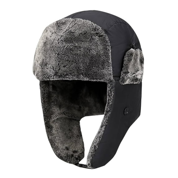 Riforla Winter Wool Ear Hat Women Warm Trapper Ushanka Cap Outdoor Ski Bomber Hats Grey