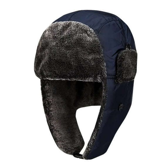 Riforla Winter Wool Ear Hat Women Warm Trapper Ushanka Cap Outdoor Ski Bomber Hats Navy