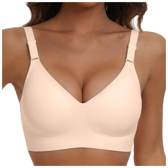 Riforla Wireless Push up Full Coverage Bra for Women Seamless Bras with Soft Support Regular and Plus Size Women Bras Beige XXXXL