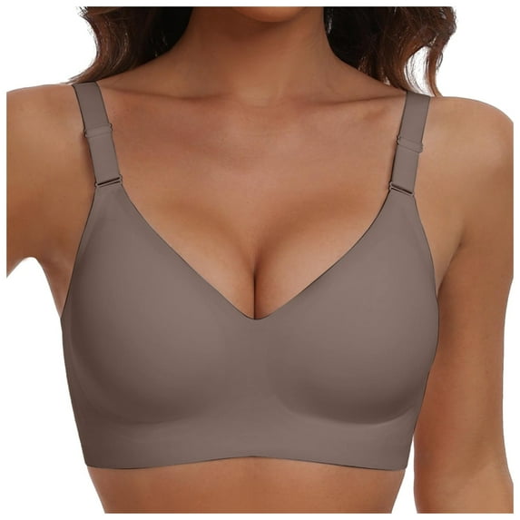 Riforla Wireless Push up Full Coverage Bra for Women Seamless Bras with Soft Support Regular and Plus Size Women Bras Coffee XXXXL