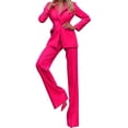 thumbnail image 1 of Riforla Women 2 Piece Outfits Suits Set Long Sleeve Button High Waisted Pants for Business Work Two Piece Sets for Women Hot Pink XL, 1 of 5