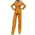 thumbnail image 1 of Riforla Women 2 Piece Outfits Suits Set Long Sleeve Button High Waisted Pants for Business Work Two Piece Sets for Women Orange L, 1 of 5