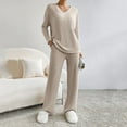 thumbnail image 1 of Riforla Women Autumn and Winter Fashion Temperament Loose Casual Wide Leg Pants Knitted Solid Color Sweater Two Piece Suit Set Pants Sets for Women Beige L, 1 of 7