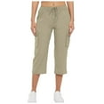 Riforla Women Cargo Capris Hiking Pants Summer Casual Drawstring High