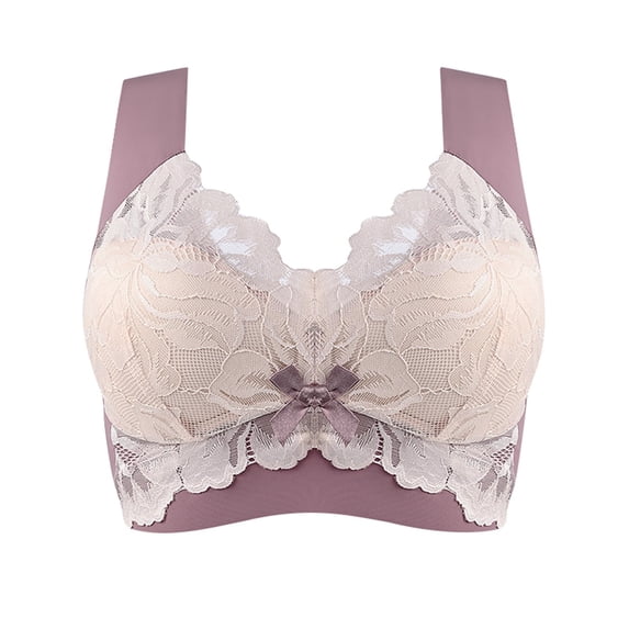 Riforla Women Casual Adjustable Breathable Top Bra Underwear Without Steel Ring Gathering and Adjusting Bra Everyday Wear Bras Purple 6L