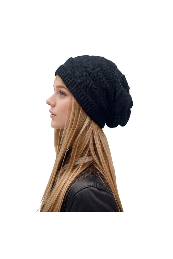 Women Casual Solid Winter Outdoor Hat Hood Hat Cover Knitted Hat Bomber Hats Black