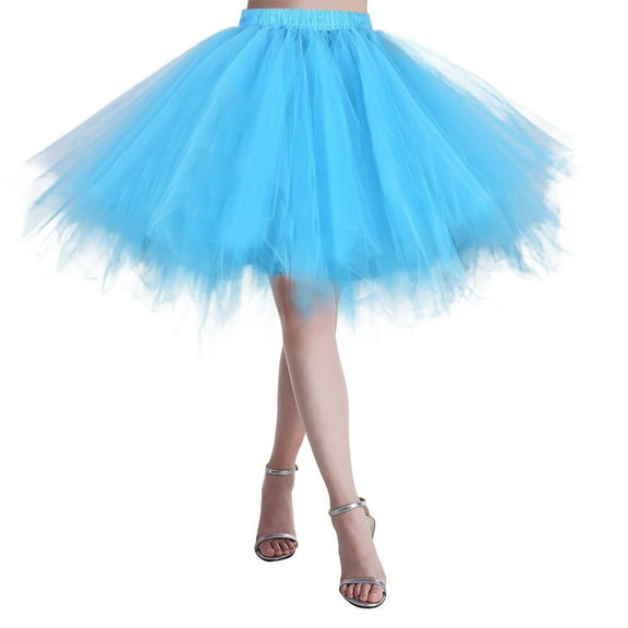 Riforla Women Christmas Dance Party Tulle Skirt Holiday Party TuTu Ballet Skirts Skirts for Women Trendy Blue_001 XL