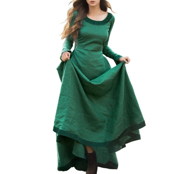 Riforla Women Dress Vintage Sleeve Sweetheart Dress Panel Women Court Dress Plus Size Long Dress Gothic Dresses for Women Green XXL