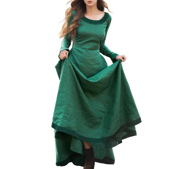 Riforla Women Dress Vintage Sleeve Sweetheart Dress Panel Women Court Dress Plus Size Long Dress Gothic Dresses for Women Green XXL