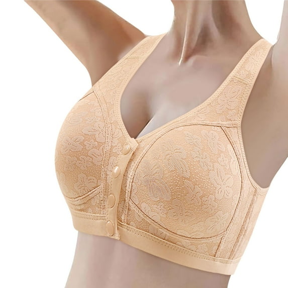Riforla Women Fashion Casual Breathable Tube Top Bra Underwear Without Steel Ring Gathering and Adjusting Bro Bras for Older Women Khaki 44