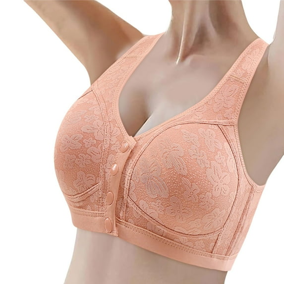 Riforla Women Fashion Casual Breathable Tube Top Bra Underwear Without Steel Ring Gathering and Adjusting Bro Bras for Older Women Pink 40