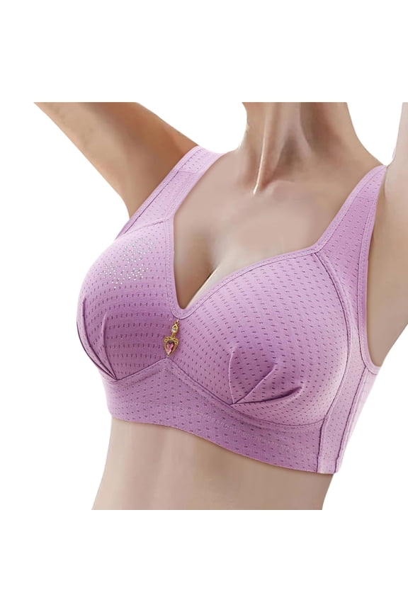 Women Fashion Casual Breathable Tube Top Bra Underwear Without Steel Ring Gathering and Adjusting Bro Everyday Wear Bras Purple 36