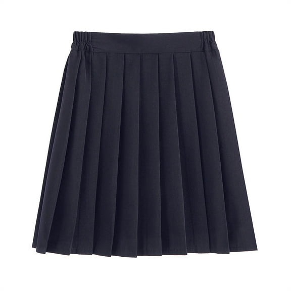 Riforla Women Fashion School Uniform Solid Pleated Skirt Academic Style Skirt Women's Skirts Navy XL