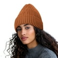 thumbnail image 1 of Riforla Women Fashion Solid All Autumn and Winter Knitted Warm Woolen Hat Bomber Hats Brown Adult, 1 of 3