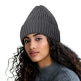 thumbnail image 1 of Riforla Women Fashion Solid All Autumn and Winter Knitted Warm Woolen Hat Bomber Hats Grey Adult, 1 of 3