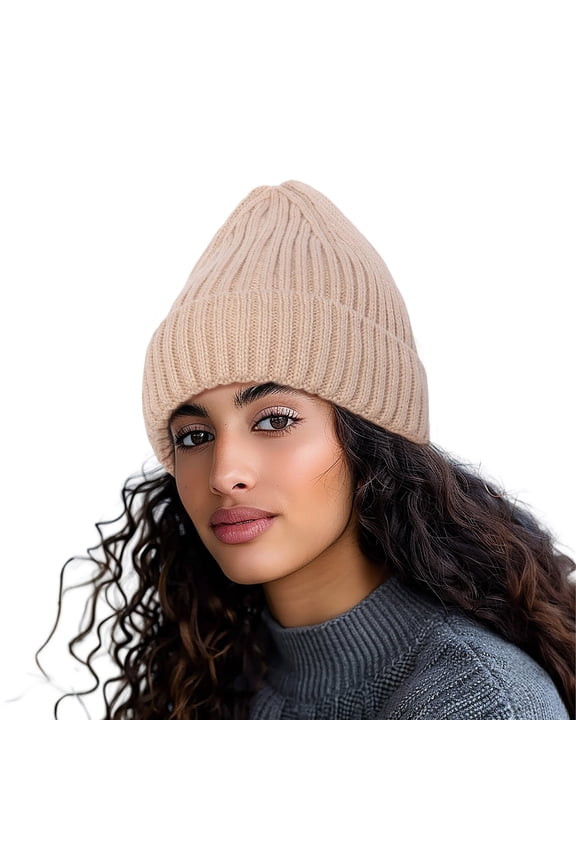 Women Fashion Solid All Autumn and Winter Knitted Warm Woolen Hat Bomber Hats Khaki Adult