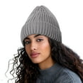 thumbnail image 1 of Riforla Women Fashion Solid All Autumn and Winter Knitted Warm Woolen Hat Bomber Hats Light Gray Adult, 1 of 3