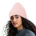 thumbnail image 1 of Riforla Women Fashion Solid All Autumn and Winter Knitted Warm Woolen Hat Bomber Hats Pink Adult, 1 of 3