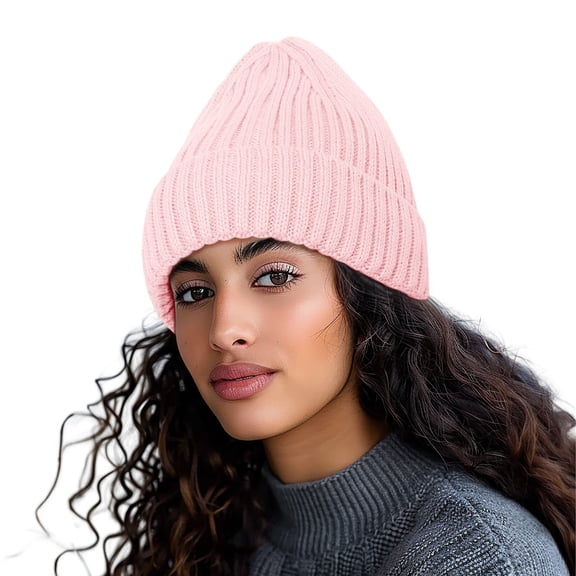 Riforla Women Fashion Solid All Autumn and Winter Knitted Warm Woolen Hat Bomber Hats Pink Adult