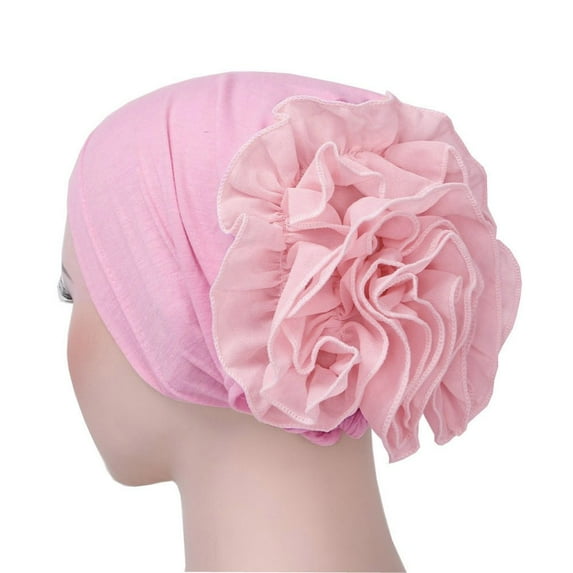Riforla Women Flower Ruffle Cancer Chemo Hat Beanie Scarf Head Wrap Cap Baseball Caps Pink