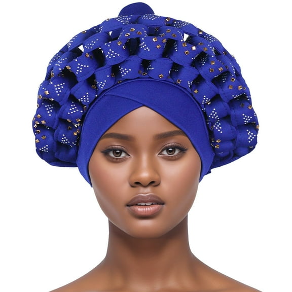 Riforla Women Hat Ruffle Cancer Chemo Turban Wrap Cap Scarf Shawl Hats for Woman Blue_006