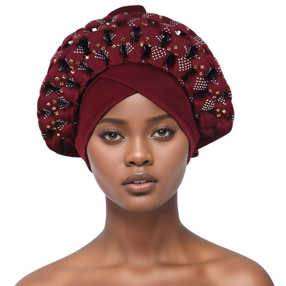 Riforla Women Hat Ruffle Cancer Chemo Turban Wrap Cap Scarf Shawl Hats for Woman Red_006