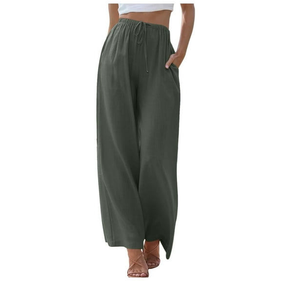 Ediodpoh Women High Waisted Wide Leg Pants Fashion Drawstring Elastic Trousers Comfy Straight Leg Long Pants with Pockets Womens Sweatpants Dark Gray XL
