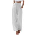 thumbnail image 1 of Ediodpoh Women High Waisted Wide Leg Pants Fashion Drawstring Elastic Trousers Comfy Straight Leg Long Pants with Pockets Womens Sweatpants White XL, 1 of 5