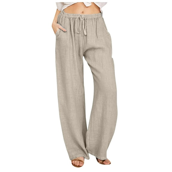 Ediodpoh Women High Waisted Wide Leg Fashion Drawstring Elastic Comfy Straight Leg Long Pants for Women with Pockets Silver XXXL