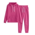 thumbnail image 1 of Riforla Women Jogger Outfit Matching Sweat Suits Long Sleeve Hooded Sweatshirt and Sweatpants 2 Piece Lounge Sets Tracksuit Hot Pink XXXXL, 1 of 4