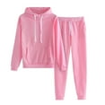 thumbnail image 1 of Riforla Women Jogger Outfit Matching Sweat Suits Long Sleeve Hooded Sweatshirt and Sweatpants 2 Piece Lounge Sets Tracksuit Pink XXXXL, 1 of 8