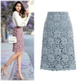 thumbnail image 1 of Riforla Women Lace Skirt A-Line Hollow Out Fitness SKirt Knee Length Plus SIze Skirt Women's Skirts Sky Blue XXXXXL, 1 of 2