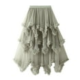 thumbnail image 1 of Riforla Women Mesh Solid Skirt A Line Color Waist Long Skirt High Skirt Womens Skirts Green One Size, 1 of 5